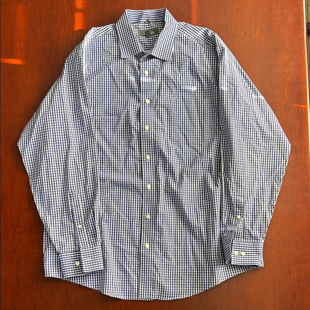 Kenneth Cole blue and White stripes Men's Shirt